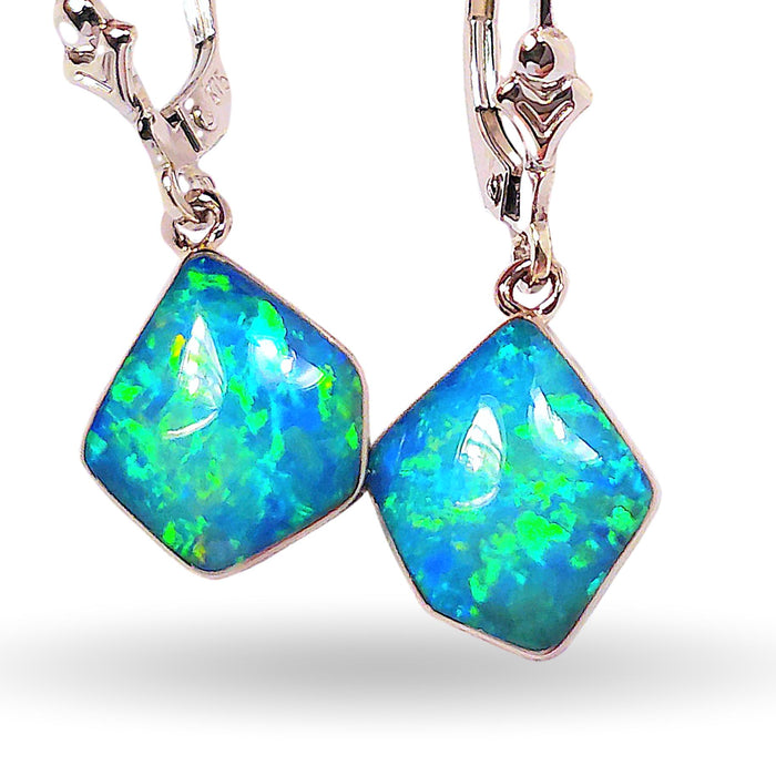 Stelle Verdi' Australian Opal Earrings White Gold Gem Gift Jewelry 8.8ct M27