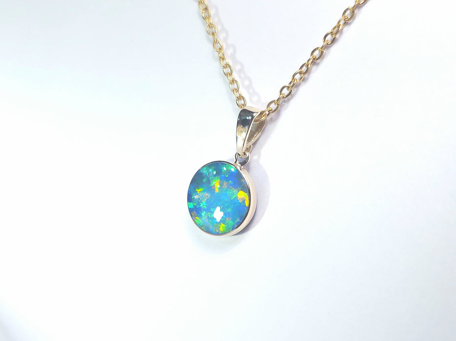 Vivido' Genuine Australian Opal Pendant 14k Gem Gift 5.1ct Q06