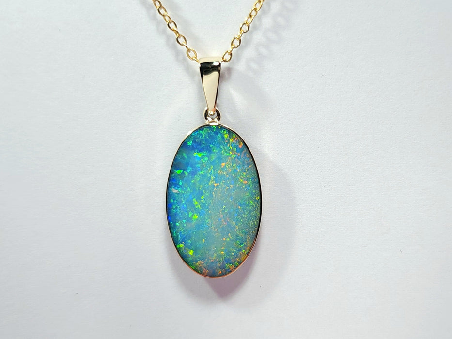 Diluvio' Genuine Australian Opal Pendant 14k Gem Gift 1.92g Q76