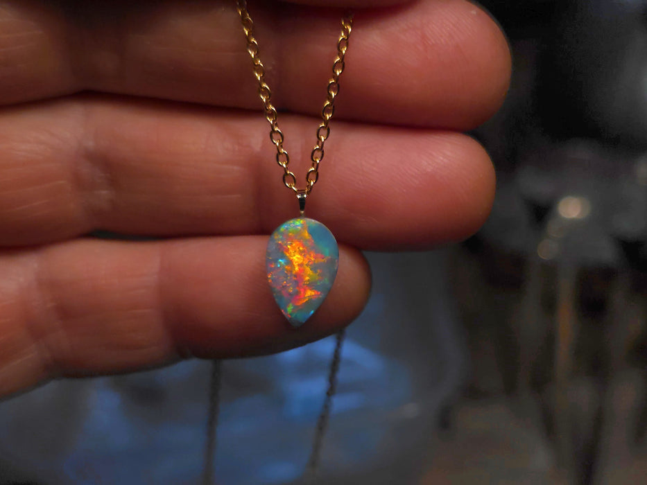 Pillar of Fire' Australian 14k Gold Opal Doublet Pendant Gift 3.4 carat P15