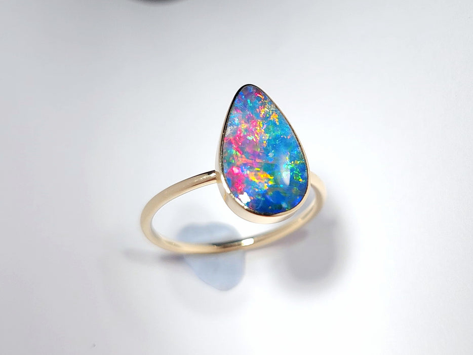 Ember' 14k Gold Australian Opal Ring 2.3g Free Sizing Q98