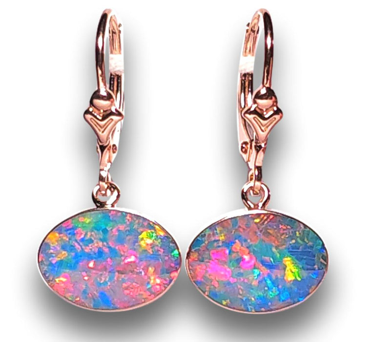 Rose Boquet' Australian Opal Earrings Pink Gold Dangle Jewelry Gems 9.1ct J53