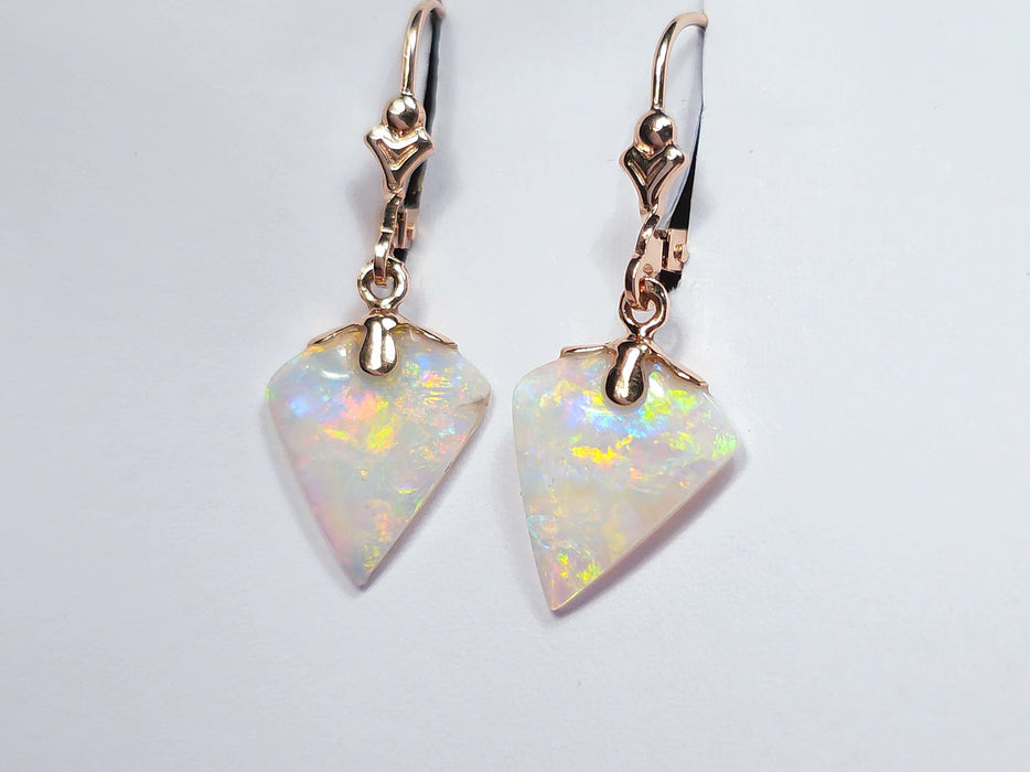 Roses Parfaites' Australian Solid Opal Pink Gold Dangle Earrings 7.7ct N89