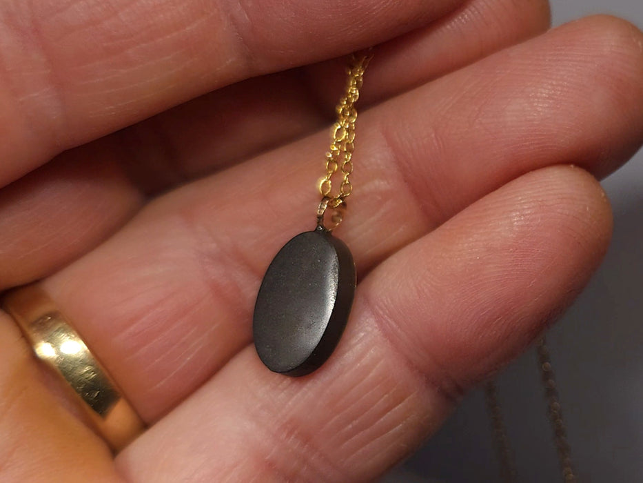 Feu Noir' Australian 14k Gold Opal Doublet Pendant Gift 0.8g Q94
