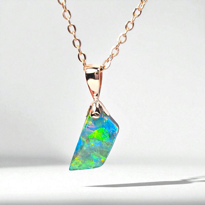 Benito' Genuine Australian Opal Pendant 14k Pink Gold Gift 4.1 ct O39