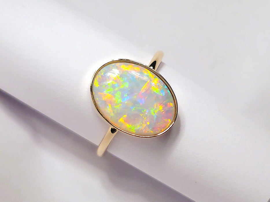 Cristal Deluz' Australian Solid Opal Ring 14k Gold 2.3g Free Re-Size 7 M39