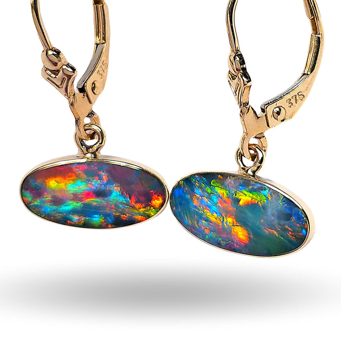 Pavlof Sisters' Australian Opal Earrings Gold Gem Gift Jewelry 7.4ct M58