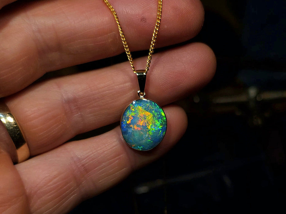 Nibiru' Genuine Australian Opal Pendant 14k Gem Gift 1.8g Q24