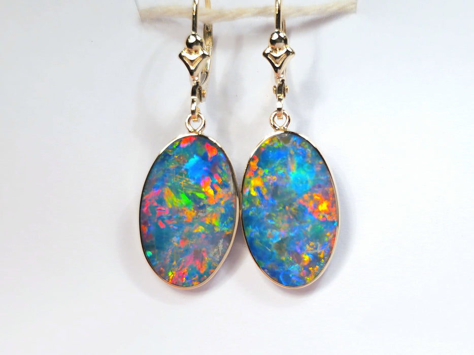 Esplendidas' Australian Opal Earrings Gold Gem Gift Jewelry 13.8ct M98