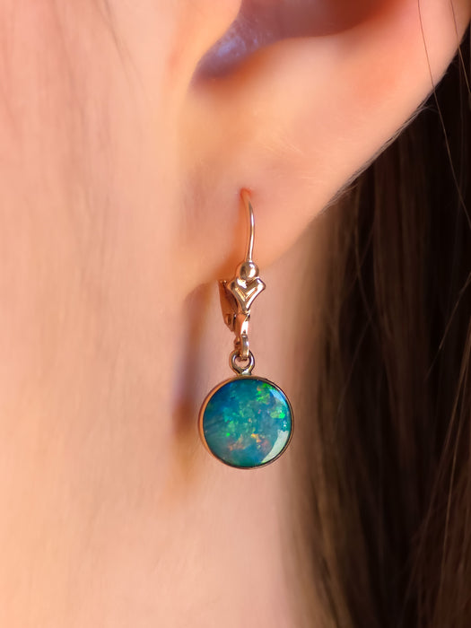 Rose Glow' Australian Opal Earrings Pink Gold Dangle Jewelry Gems 8.3ct O82