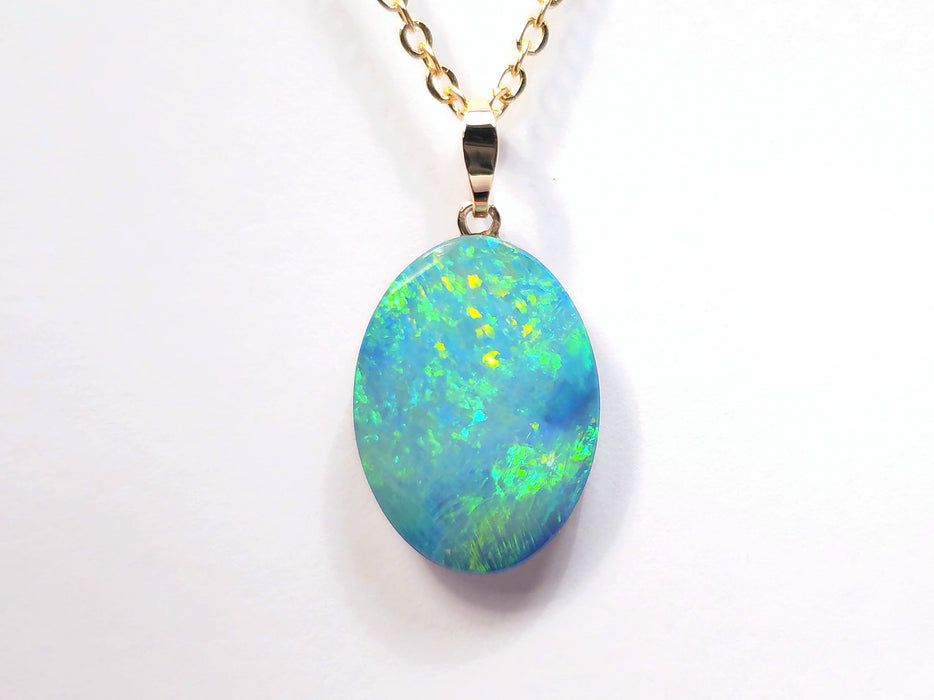 Viridescence' Rare Fiery Australian Opal Doublet Pendant 6.3 carats M13