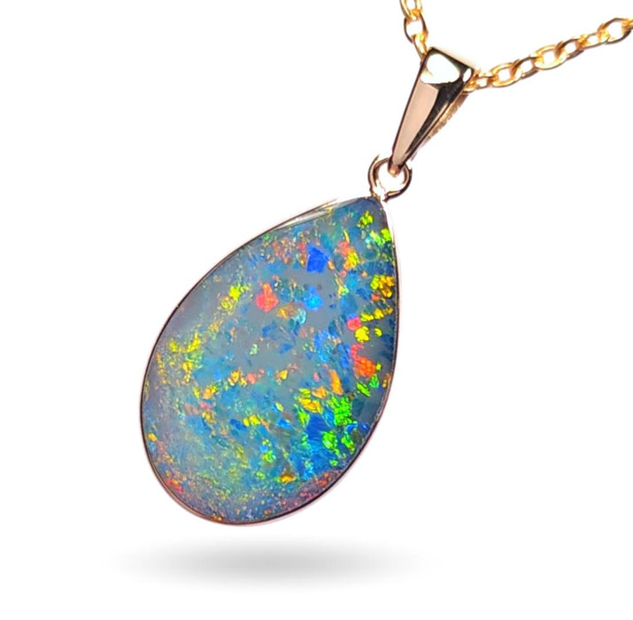 Flora Vista' Genuine Australian Opal Pendant 14K Gold 8.2ct K43