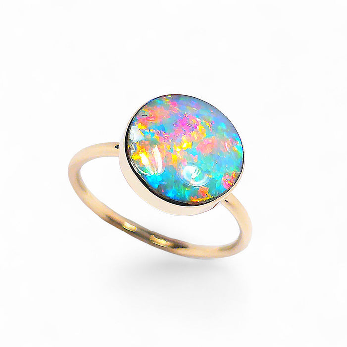Plasma' 14k Gold Australian Opal Ring 2.5g Free Re-Size P06