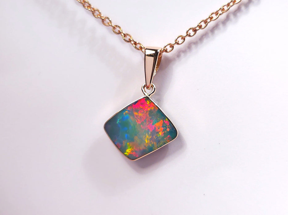 Bougain Blush' Australian Opal Pendant 4.2ct 14k Rose Gold Genuine Jewelry L86