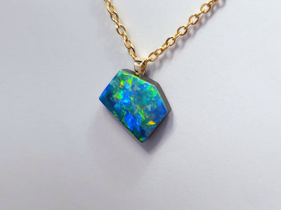 Cosmo Profondo' Vivid Australian Opal Pendant 14k Gold Doublet Gift 4.2ct N86