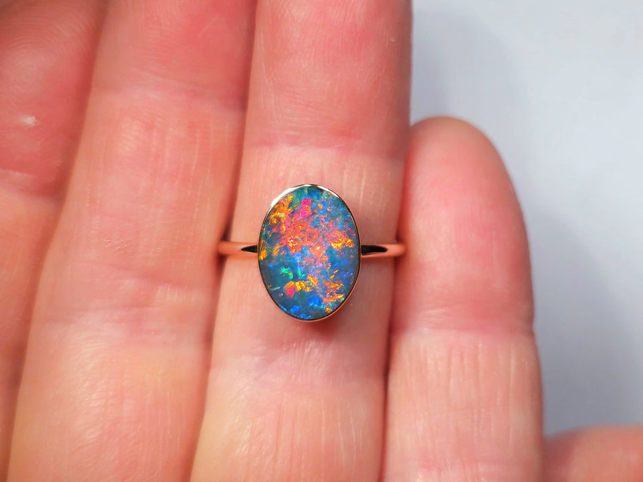 Boquet' 14k Pink Gold Rare Australian Opal Ring 2.3g Free Re-Size N26