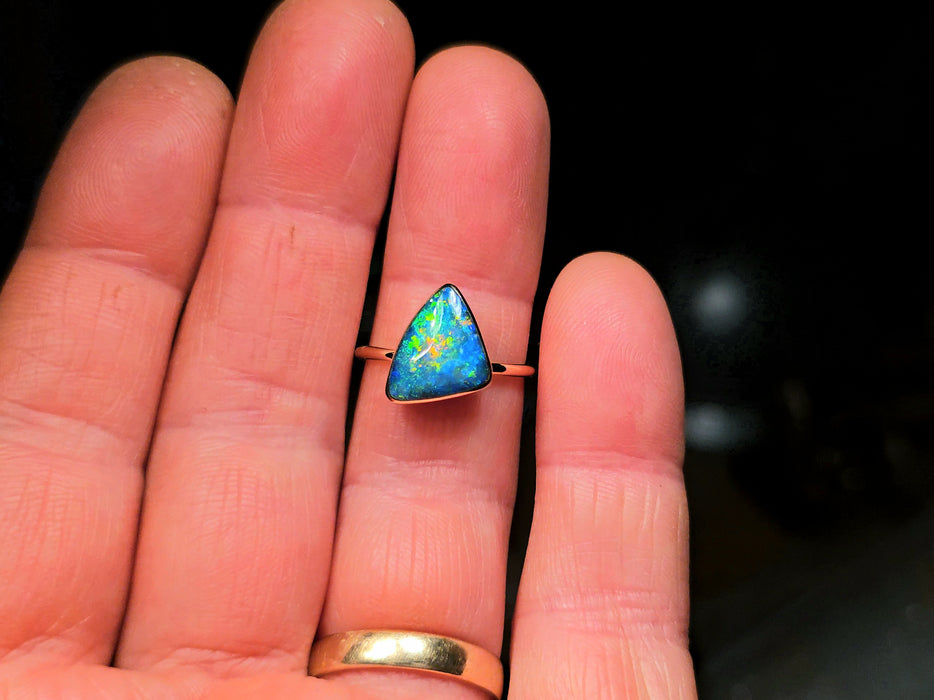 Black Beauty' 14k Gold Australian Opal Ring 2.5g Free Re-Size O19