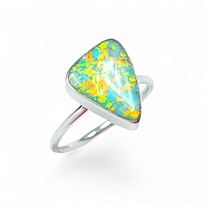 Eirwen' Genuine Australian Opal Ring 925 Silver Sz 7 Free Re-Size O34