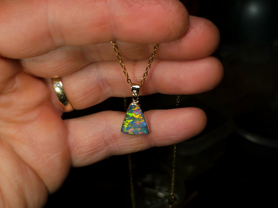 Nefer' Australian Opal & Diamond Pendant Rare Gem Gift 1.2gct P59