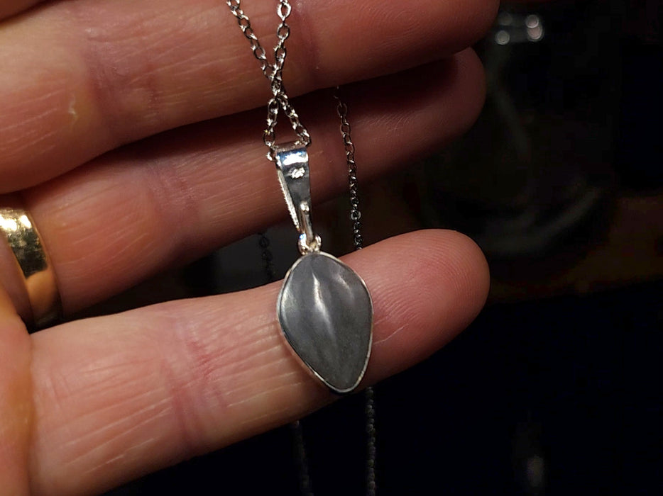 Librae' Large Australian Silver Opal Pendant Green Tsavorite 2.2g Q58
