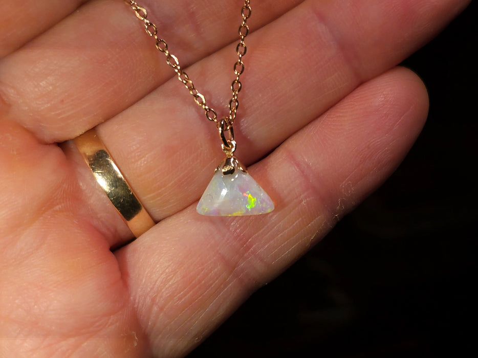 Trifire' Australian Solid Crystal Opal 14K Pink Gold Pendant 2.8ct Gem P72