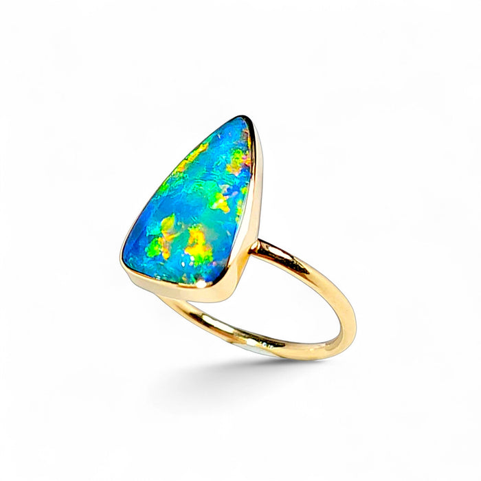 Tesseract' 14k Gold Australian Opal Ring 2.5g Free Re-Size P34