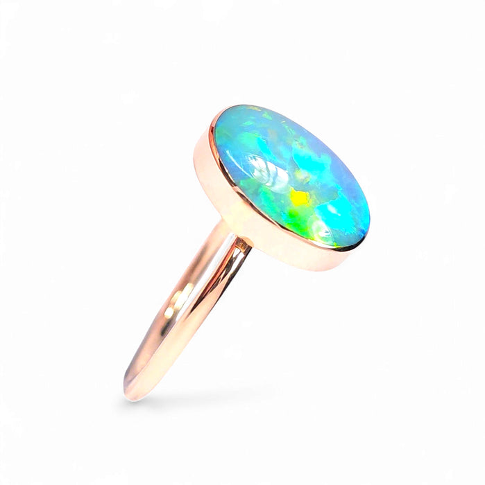 Verde Flor' 14k Pink Gold Rare Australian Opal Ring 2.4g Free Re-Size O29