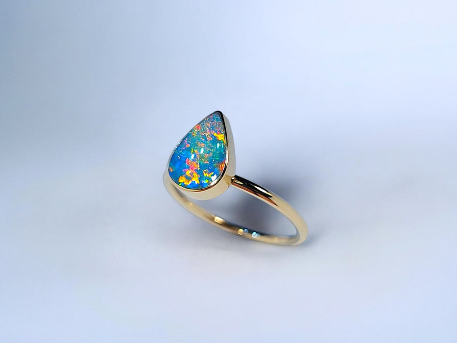 Raindrop' 14k Gold Australian Opal Ring 2g Free Re-Size Q41