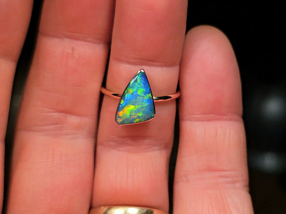 Stellarosa' 14k Pink Gold Rare Australian Opal Ring 2.3g Free Re-Size O28