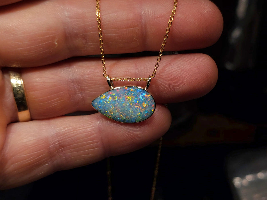 Ilkari' Genuine Australian Opal Pendant 14k Gem Gift 1.9g Q71