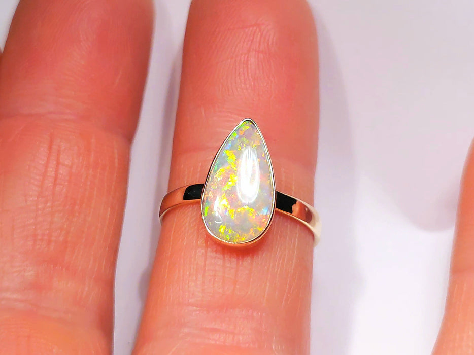 Rain Drop' Australian Solid Opal Ring 14k Gold 2.1g Size 7 M06