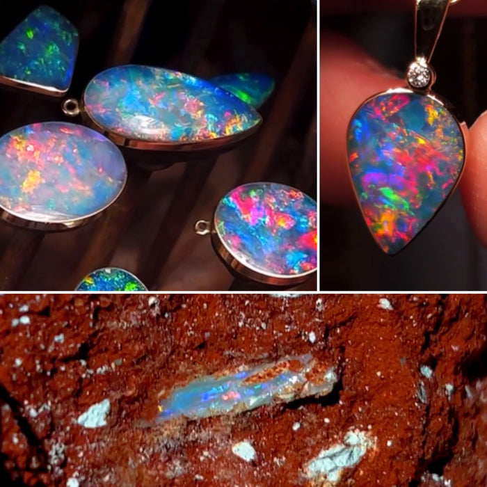 Spiral Edge' Australian Opal Pendant Jewelry 5.7ct 14k Gold Gem L17