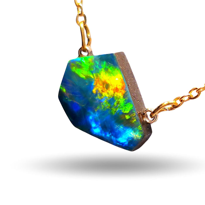 Feu Noir' Rare Bright Australian Opal Valley Opal Pendant 6.6 carat M07