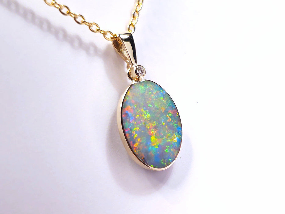 Perfetto' Australian Opal & Diamond Pendant Rare Gem Gift 6.8ct L94