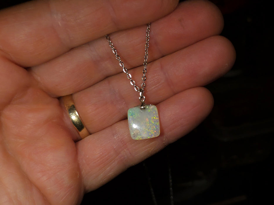 Grunspark' Australian Solid Crystal Opal 14k White Gold Pendant 4.5ct Gem P75