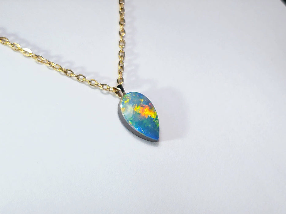 Pillar of Fire' Australian 14k Gold Opal Doublet Pendant Gift 2.9 carat P81
