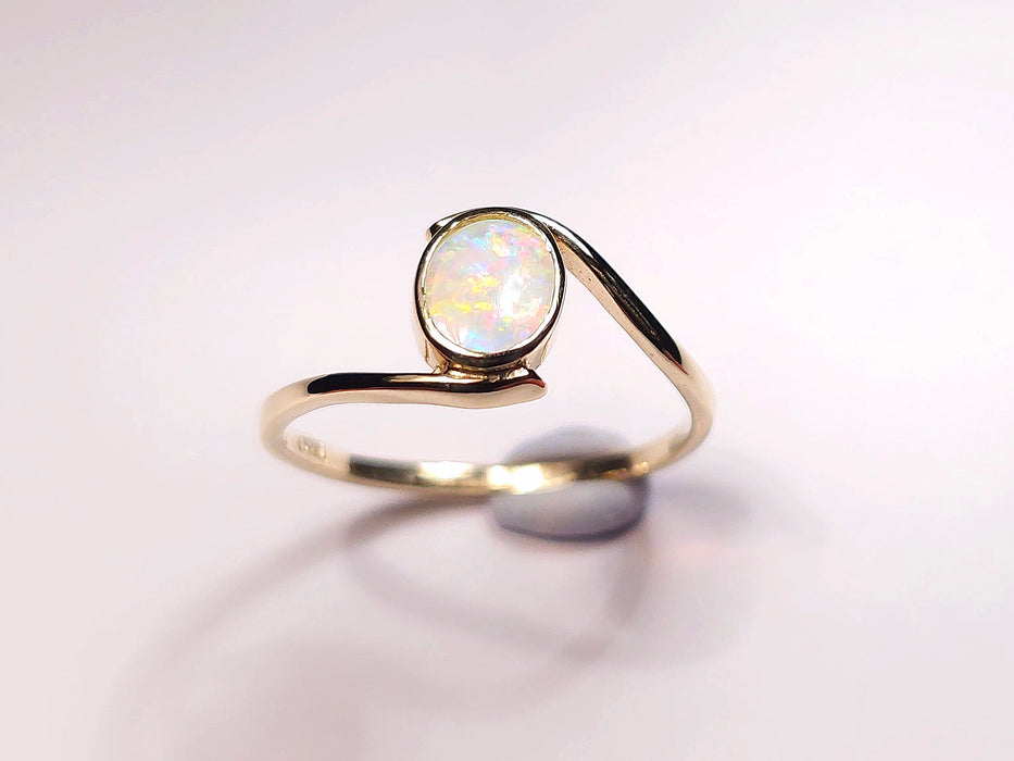 Quasar' Australian Solid Opal Ring 14k Gold 1.6g Gem Gift Sz 7.5 L03