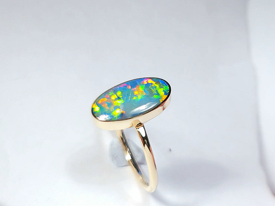 Hearth' 14k Gold Australian Opal Ring 2.1g Free Re-Size N20