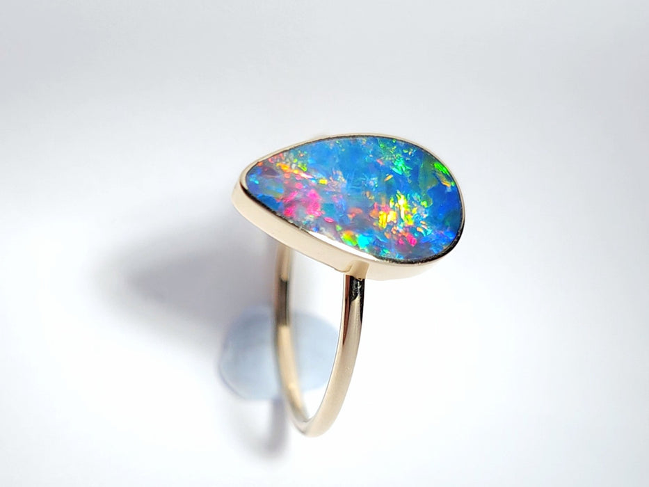 Ember' 14k Gold Australian Opal Ring 2.3g Free Sizing Q98