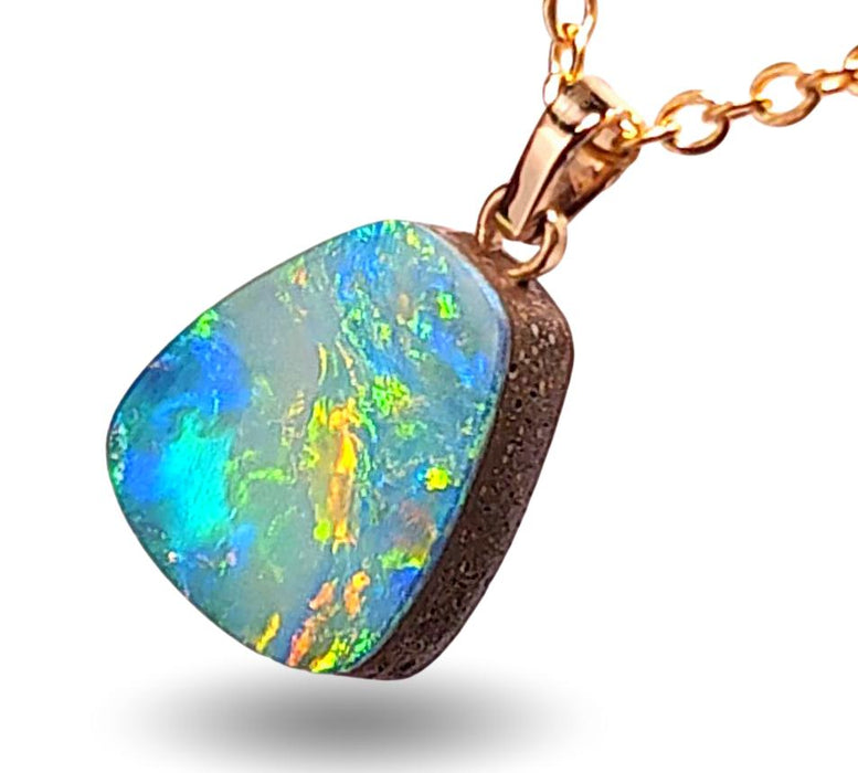 Gyre Colure' Australian Opal Pendant 14k Gold Doublet Gift 5ct K25
