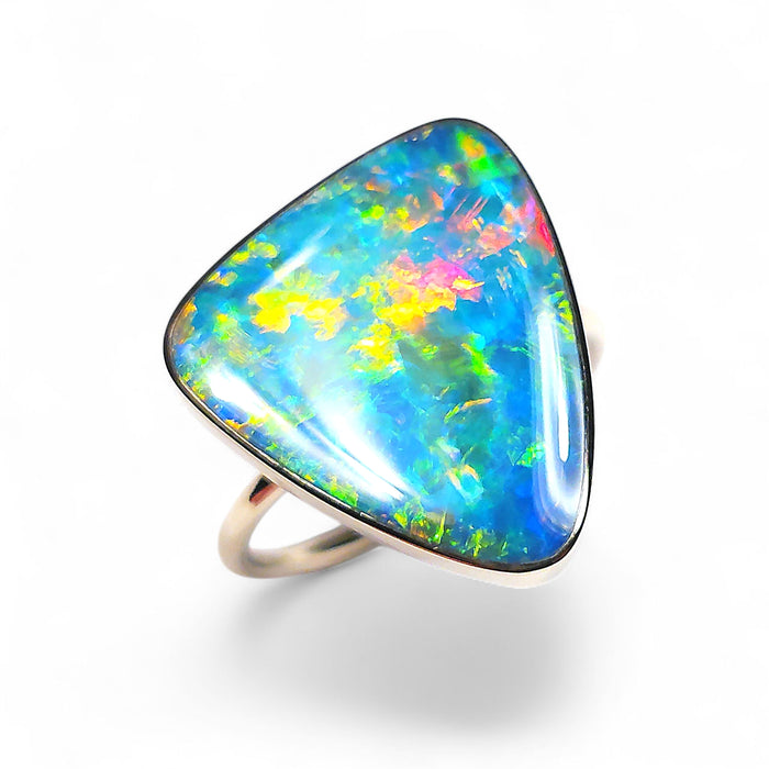 Iris Regales' Rare 14k Gold Australian Opal Ring 3.4g Free Re-Size P07