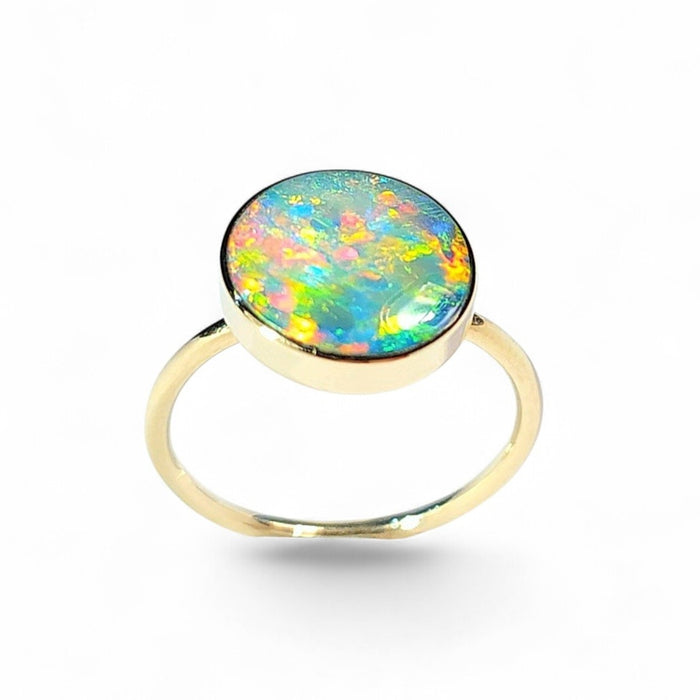 Plasma' 14k Gold Australian Opal Ring 2.5g Free Re-Size P35