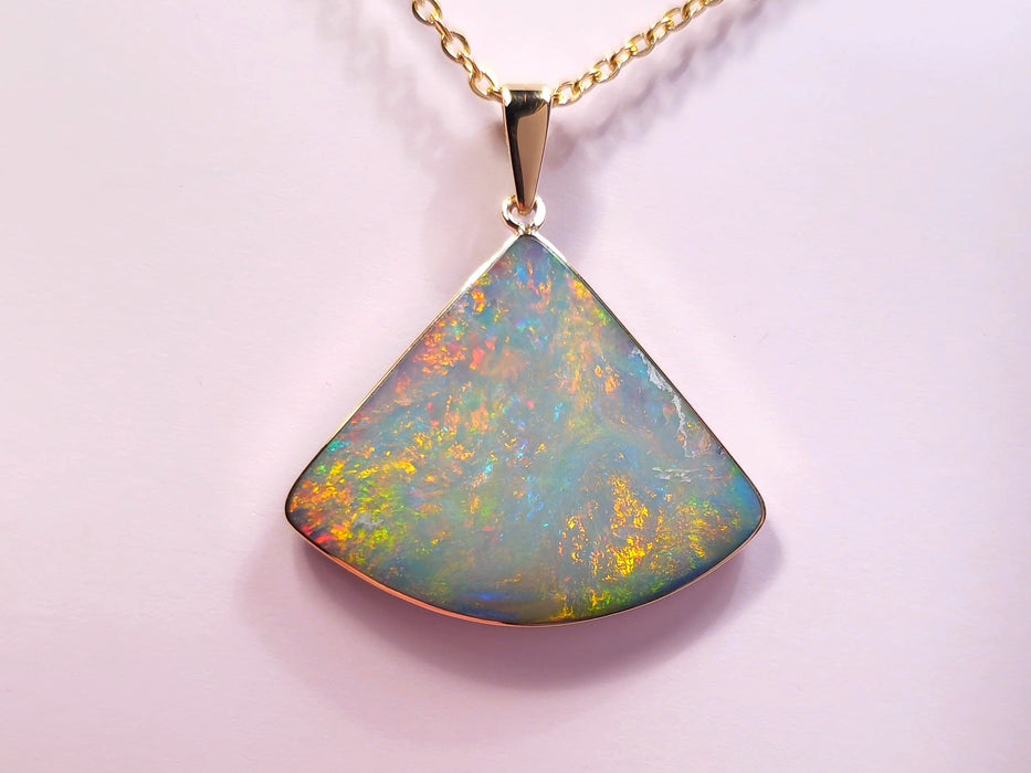 Anemone Abanico' Large Australian Opal Pendant 14K Gold 12.2ct L09