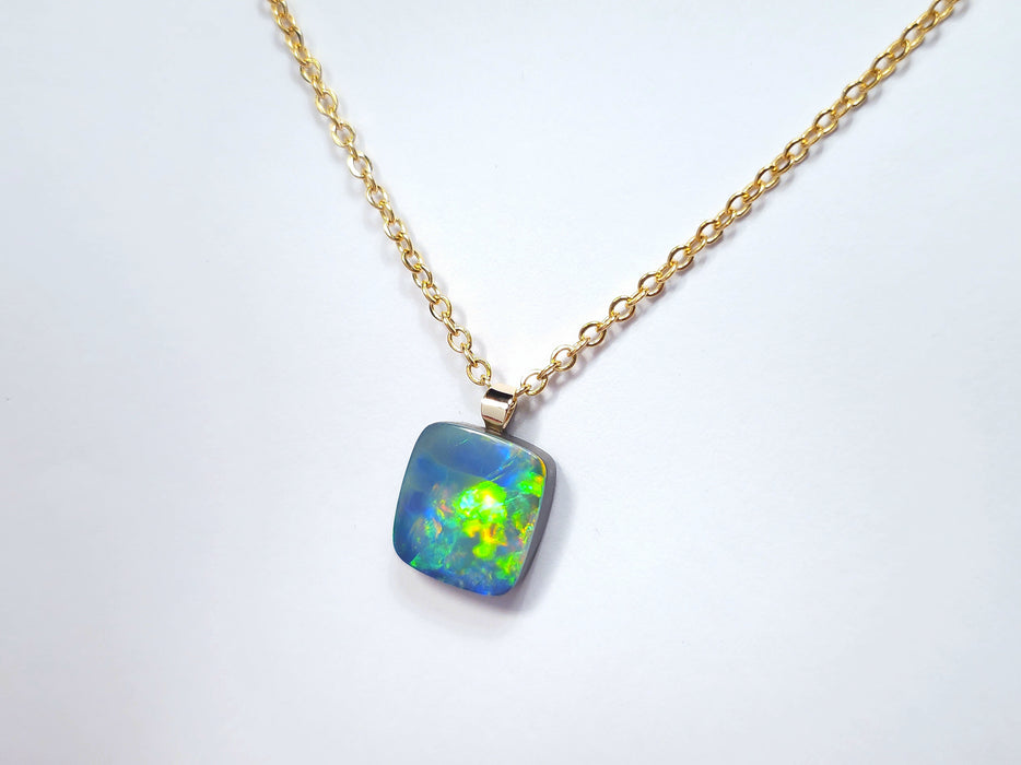 Aztec' Vivid Australian Opal Pendant 14k Gold Doublet Gift 4.2ct N37