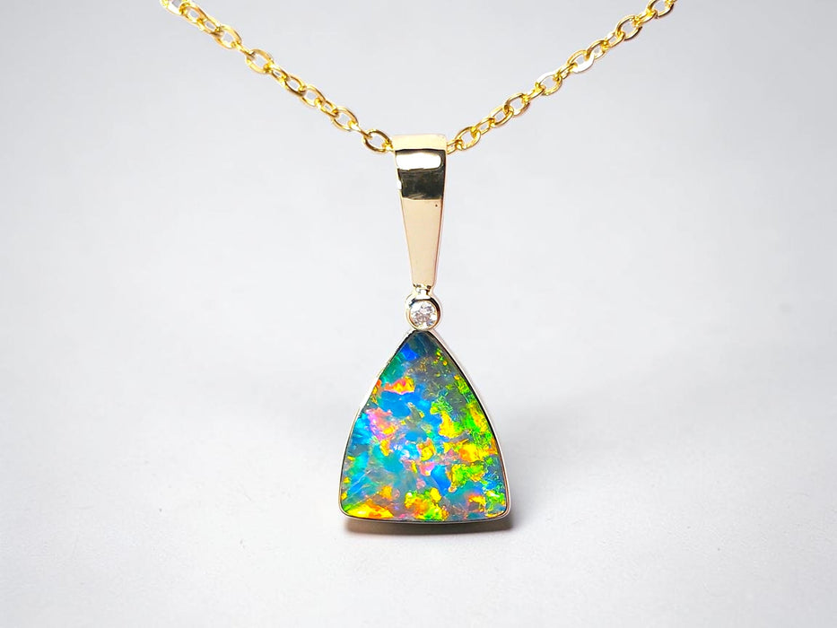 Chartres' Rare Super Gem Opal & Diamond Pendant 14k Gold 10.5ct P64