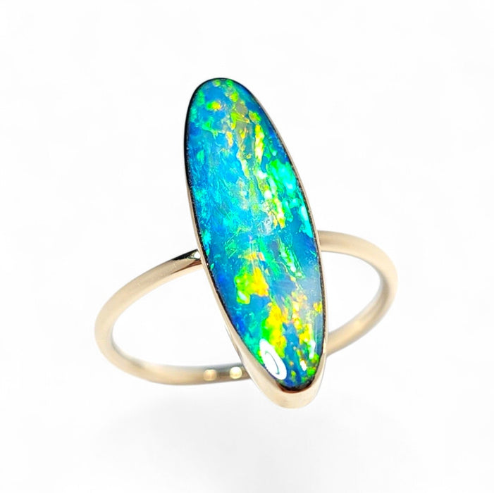 Rai Niji' 14k Gold Australian Opal Ring 2.6g Free Sizing R03