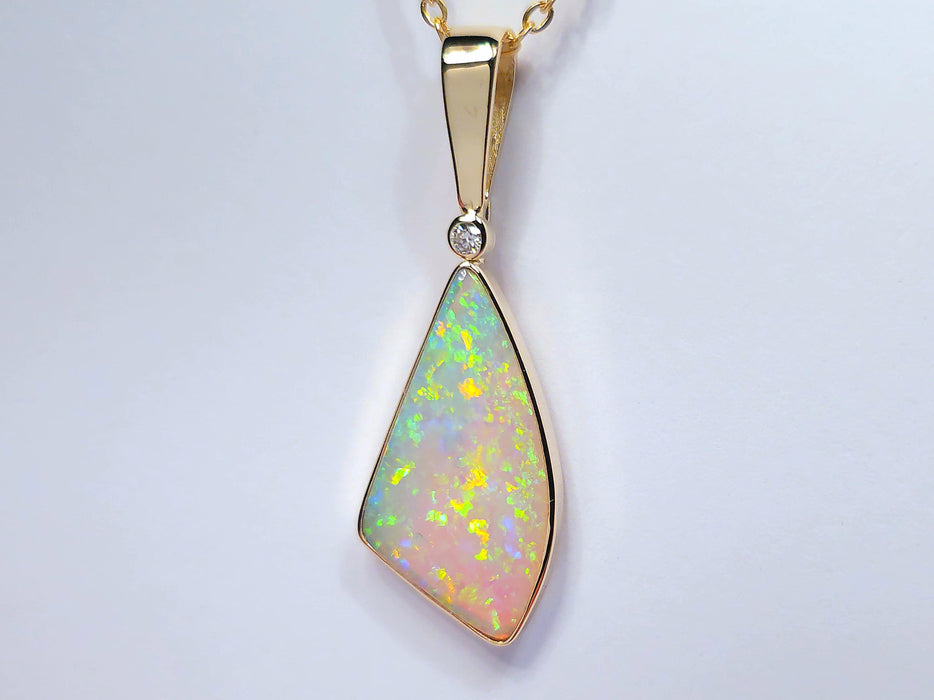 Rainha' Rare Natural Australian Solid Crystal Opal 14K Gold Pendant 13.9ct M46