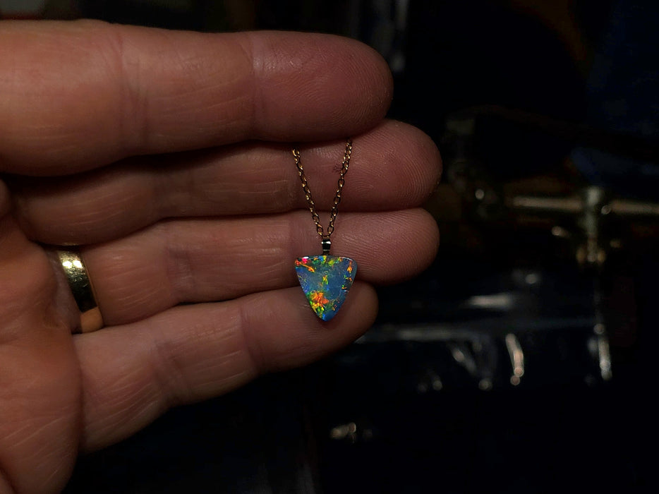 Erupta' Australian 14k Gold Opal Doublet Pendant Gift 0.8g Q21