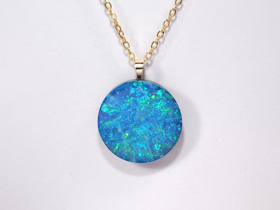 Neptune' Australian 14k Gold Opal Doublet Pendant Gift 1.8g Q93