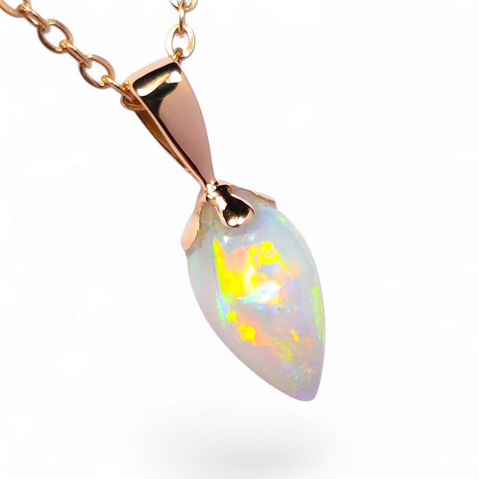 Petal' Australian Solid Opal Pendant 14k Pink Gold Gift 3ct O72